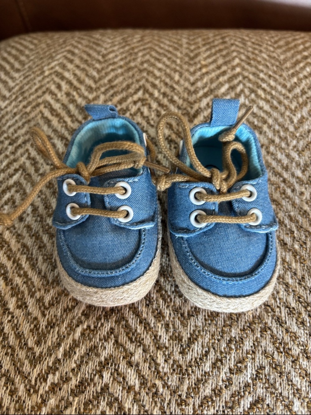 Newborn BABY Boy Blue Canvas Boat Shoes Soft Sole NWOT! Never worn! NB Size